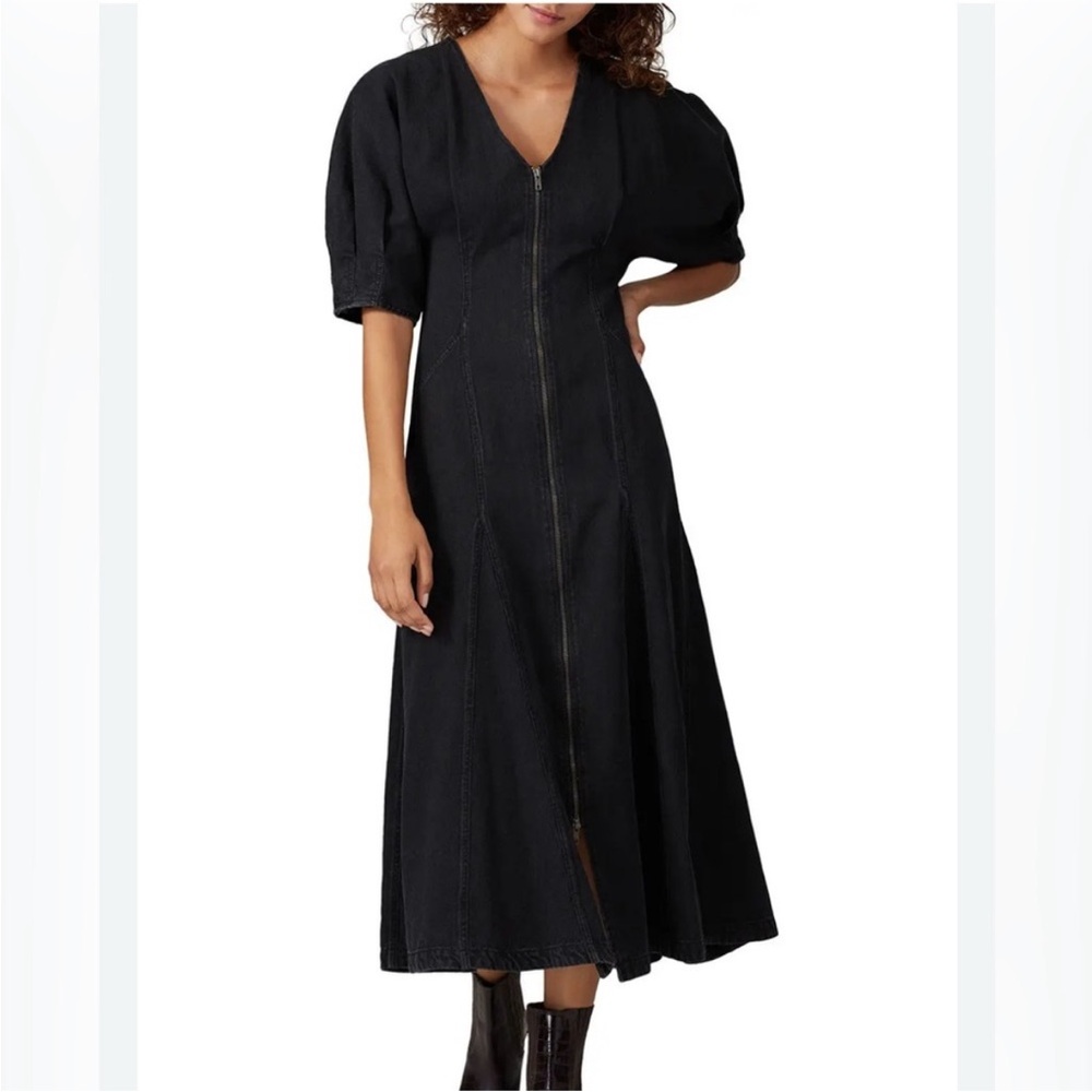 Mara Hoffman Black Denim Sophie Dress Sz 12